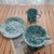韩式ins风泼墨搪瓷婴儿蓝麦片燕麦水果沙拉碗网红马克杯平盘子(松石绿四件套)