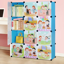 索尔诺卡通书柜儿童书架自由组合收纳柜简易储物置物架柜子(三排12格蓝色)