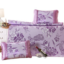 允儿 提花冰丝席 夏季空调席子套装 床上用品单人双人凉席三件套(紫色)