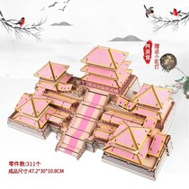 北京天安门模型南湖红船中国风大型建筑3diy立体拼图儿童益智成年kb6(阿房宫+LED小彩灯)