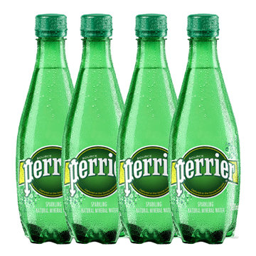 巴黎水perrier气泡矿泉水原味天然矿泉水500ml4瓶装塑料瓶