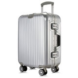 AC米兰 超轻拉杆箱行李箱出差旅行箱飞机行李箱密码箱登机箱 铝框流行款AC013(银色 20寸)