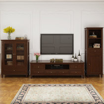 夏树 美式实木电视柜组合套装客厅电视墙组合柜电视柜(矮柜)