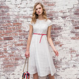 优雅气质欧美短袖时尚修身连衣裙(白色 S)