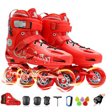 美洲狮（COUGAR）溜冰鞋男女旱冰鞋轮滑鞋滑冰鞋平花鞋(黑红色+六件套+单肩包 45)
