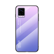 VIVO S7手机壳步步高s7渐变彩绘玻璃壳S7防摔保护套(渐变粉紫)