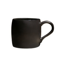 咖啡厅磨砂马克杯带勺黑色咖啡杯带盖创意简约陶瓷办公室水杯子(单杯(黑色))