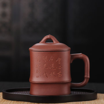 【金壶堂】宜兴紫砂杯 正宗黄龙山原矿紫泥 名家全手工茶杯 竹节杯(全手工)