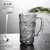 日式冰川纹玻璃杯带把手家用客厅喝水杯子ins风高颜值茶杯咖啡杯(高款350ml-烟灰单个+搅拌勺（≈18cm）)