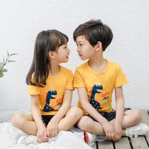 2021夏季新款纯棉短袖T恤儿童夏装宝宝上衣(90 JDX-全棉短袖单-滑板恐龙)