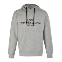 Emporio Armani男士棉质连帽字母logo长袖卫衣1MP1-JHSZ-0616S码灰白色 时尚百搭