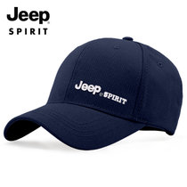 JEEP SPIRIT吉普棒球帽鸭舌帽子2021专柜品牌帽子男棉质户外休闲均码运动帽(CA0015深蓝 均码)