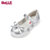 Belle/百丽童鞋女童单鞋小童学生鞋公主鞋儿童皮鞋DE6455(18码 银色)