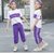 童装女童套装2019夏季新款女童休闲韩版两件套儿童运动套装 紫色 150(s 白)