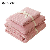 日式全棉天竺棉四件套床罩被罩枕套针织棉纯棉简约床上用品TP2957(北极夜 40纱织高端全棉)