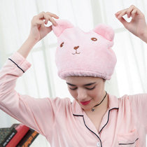 动物卡通干发帽头发速干包头巾 可爱成人加厚吸水浴帽(粉色 约27.5*24.5cm)