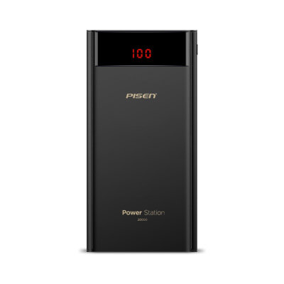 品胜（PISEN）充电宝LCD电库20000毫安 聚合物移动电源 带屏显大容量双USB输出(LCD电库20000白色)