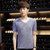 帛莱尼男士短袖T恤2016夏季青年V领体恤装打底衫半袖潮韩版修身DX8420(蓝色 M)