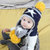milky friends冬季宝宝星星针织毛线帽儿童保暖婴儿套头帽围巾(藏青色单帽 均码（44-52cm）)