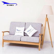 TIMI 日式组合沙发 实木单人沙发 双人沙发 三人沙发 白橡木客厅沙发 可拆洗布艺沙发(双人沙发 原木色框架)