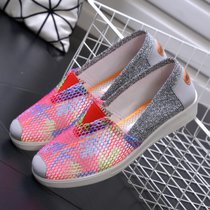 平底休闲鞋供应布鞋网面多色透气舒适平底鞋(粉红色 40)