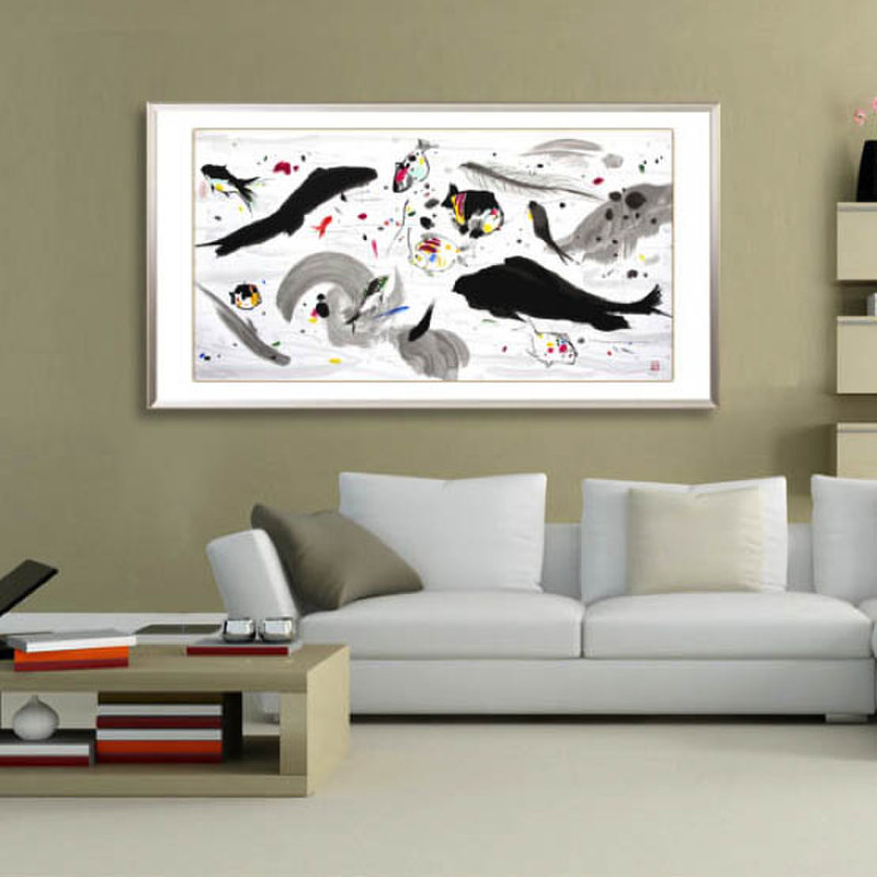 【百雅轩版画图片】百雅轩吴冠中丝网版画《大海》水墨画*装饰画壁画