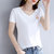 莫代尔短袖t恤女士2021年新款夏季短款女装v领上衣纯棉薄款t桖衫(白色 4XL)
