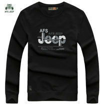 战地吉普AFS JEEP秋装新品纯棉弹力圆领长袖T恤衫79895男士polo衫(黑色)