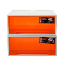 禧天龙Citylong 塑料收纳柜储物柜单层可组合衣物玩具抽屉柜2个装明橙24L 5010
