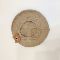 SUNTEKins秋冬新款韩版婴幼儿童洋气针织帽贝雷帽子宝宝柔软画家毛线帽(约7个月-4岁（46-52cm）有弹性 卡其色（卡通）)