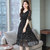 亿梦诗 星星长裙夏装新款短袖雪纺裙超仙的法国黑色气质v领连衣裙女ET546(黑色 M)
