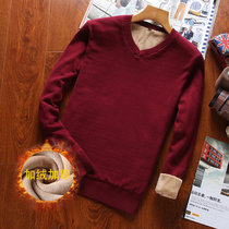 龙中龙 毛衣男士针织衫冬季韩版潮流加绒加厚款秋冬装(酒红色 XL)
