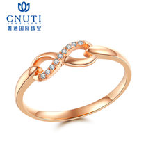 CNUTI粤通国际珠宝18K金钻戒相恋简约钻石戒指女彩金戒指