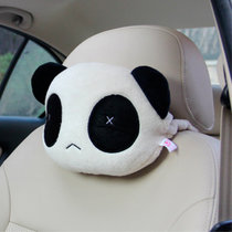 车用护颈枕 毛绒枕卡通可爱熊猫头枕脖枕护颈枕 汽车用品车内饰品头枕一只装
