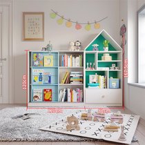 可比熊实木宝宝玩具收纳置物架落地儿童书架大容量幼儿园整理柜子(新F蓝绿+120蓝 默认版本)