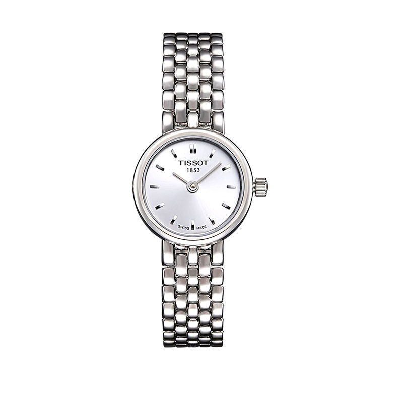 天梭tissot瑞士天梭手表乐爱系列简约时尚钢带小表盘石英女表白色钢带