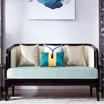 新中式全实木真皮沙发简约现代大户型客厅整装组合布艺沙发(全实木沙发 单人位)