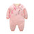 冬款加绒婴儿哈衣斜边对扣中国风宝宝衣服粉红花新年衣服 XD845(90 粉色)