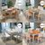 美式实木餐桌椅组合椭圆餐桌欧式复古做旧北欧家具可伸缩抽拉餐桌(1.2一桌四椅白色地中海色)