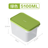 茶花保鲜盒食品级塑料微波炉加热饭盒密封盒水果盒冰箱专用便当盒(芮格保鲜盒5100ml（绿色） 默认版本)