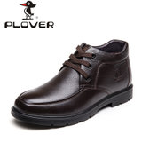 PLOVER冬季高帮加绒保暖棉鞋男士商务皮鞋休闲鞋英伦潮流男鞋 A21065(暗棕 38)