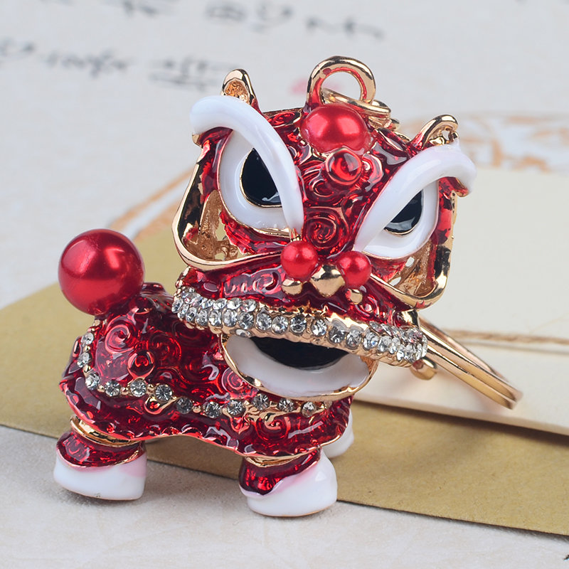 【龙觇创意礼品图片】中国风醒狮挂件舞狮钥匙扣男个性创意吊坠小狮子