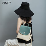 viney真皮双肩包女2020年新款夏天时尚2021大容量软皮女士背包潮(蓝色)
