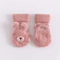 儿童毛圈袜冬季加厚宝板袜立体卡通防滑学步保暖婴儿袜子(粉色 s（0-1岁）)