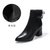 SUNTEK2021新款秋冬季尖头粗跟短靴女加绒中跟鞋软皮高跟女鞋马丁靴(40 黑色单里)