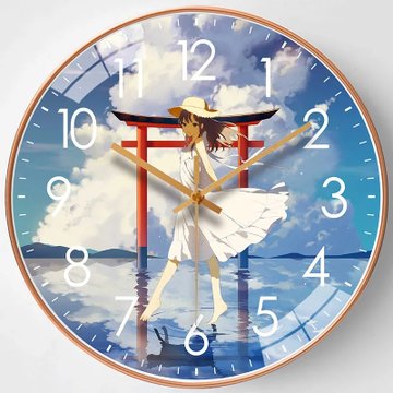 钟表装饰墙上免打孔挂钟时钟石英钟卡通动漫漫步云端10英寸直径25厘米