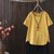SUNTEK2022新款夏季女士棉麻t恤上衣短袖宽松半袖文艺复古名族风潮(2XL 135-155斤 黄色【单件装】)