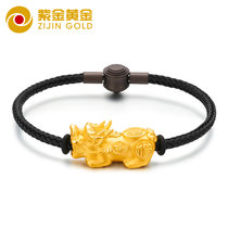 紫金黄金(ZiJin)3D硬金黄金貔貅转运珠999足金吉祥三宝家庭款 男款(2.5g)