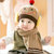 儿童帽子婴儿围巾套装宝宝帽子0-3-6-12个月秋冬毛线女童小孩帽子1-2岁(咖啡)