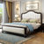 吉木多 小美式实木床 1.8米主卧欧式双人床现代简约白色软靠1.5m卧室婚床(1.5*2米黑檀色 床+床垫)